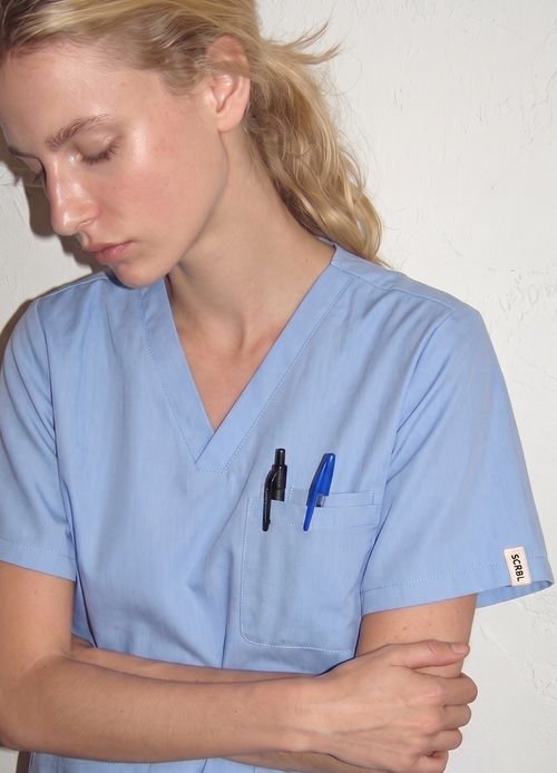 Carbon Blue Women's Scrub Top